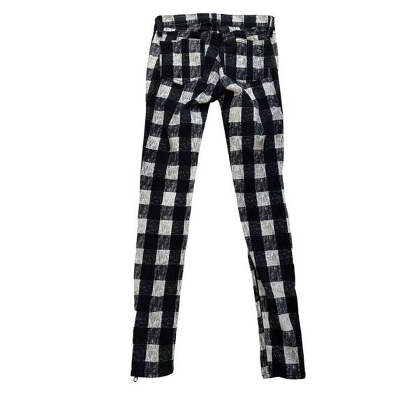 24 Rag & Bone Black and White Checked Skinny Jeans Zippers - Picture 3 of 8